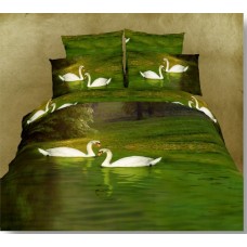 Постельное белье "Лебеди в пруду", Мако-Сатин, Волшебные сны
