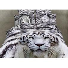 Постельное белье "Белый тигр", Мако-сатин 3D, Мако-сатин, Волшебные сны