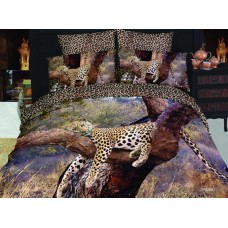Постельное белье "Леопард на дереве", Мако-сатин 3D, Мако-сатин, Волшебные сны