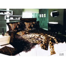 Постельное белье "Леопард в снегу", Мако-сатин 3D, Мако-сатин, Волшебные сны