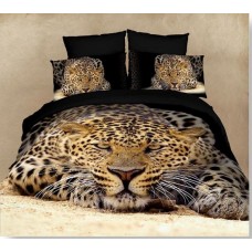 Постельное белье "Отдых леопарда", Мако-сатин 3D, Мако-сатин, Волшебные сны