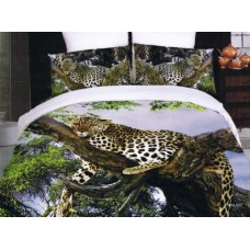 Постельное белье "Спящий леопард", Мако-сатин 3D, Мако-сатин, Волшебные сны
